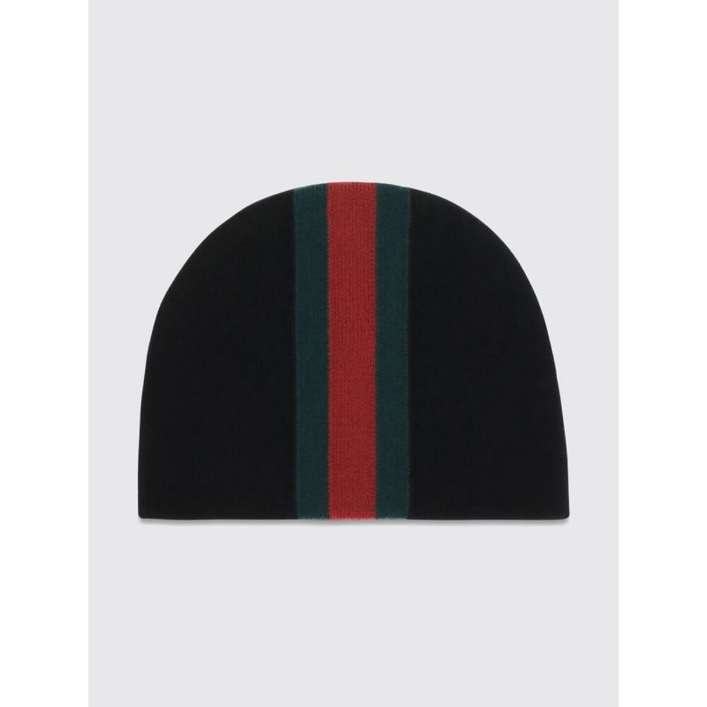 Gucci Men Merino Wool Beanie Gucci With Striped Web Motif